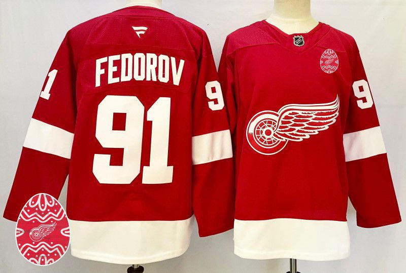 Men Detroit Red Wings #91 Fedorov Red Fanatics 2025 NHL Jersey style 1->detroit red wings->NHL Jersey